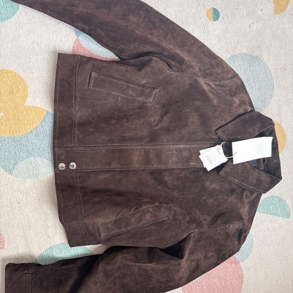 ZARA SUEDE LEATHER BOMBER JACKET WITH POCKETS - Picture 11 of 12